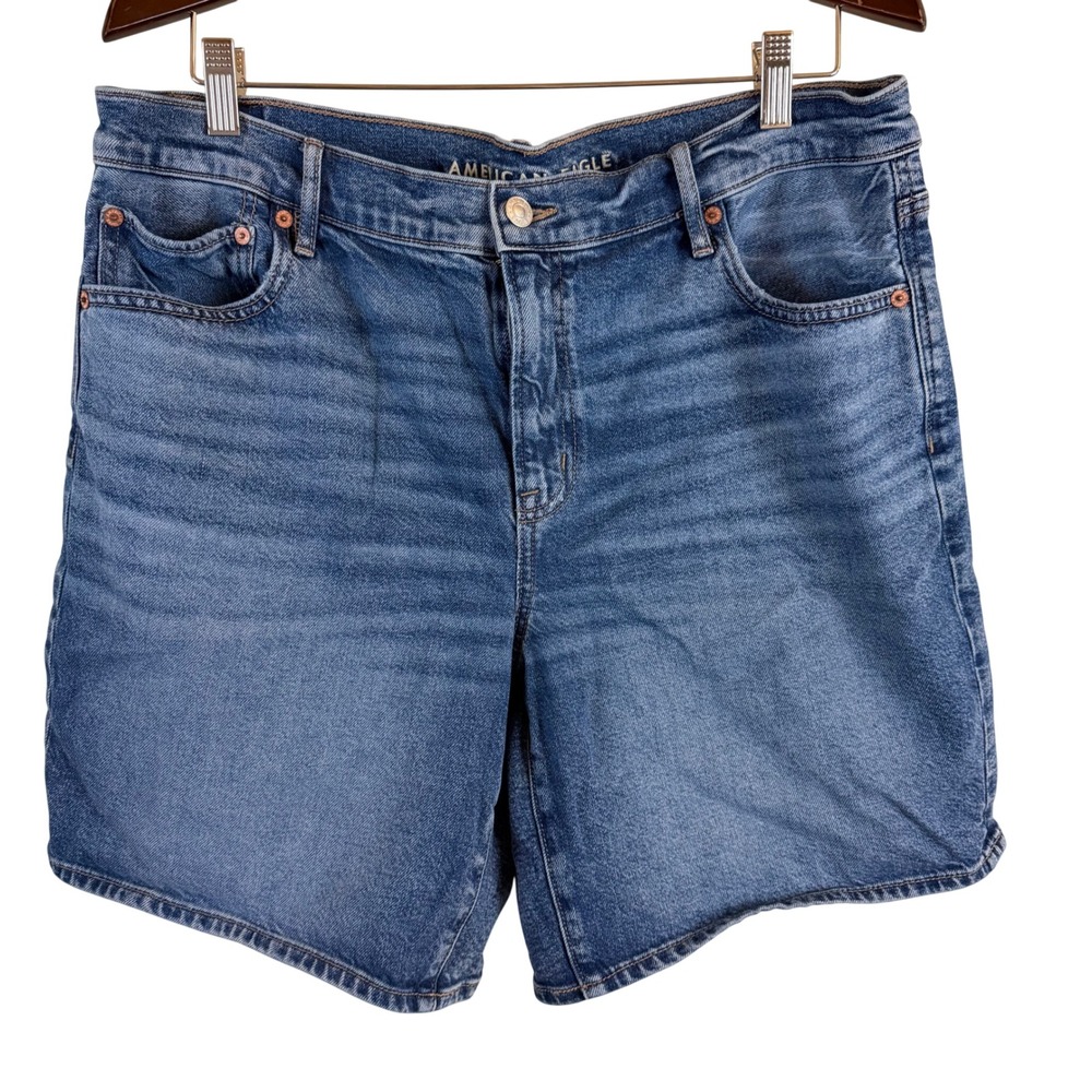 American Eagle Perfect Bermuda Short Women 12 Blue Strigid Denim